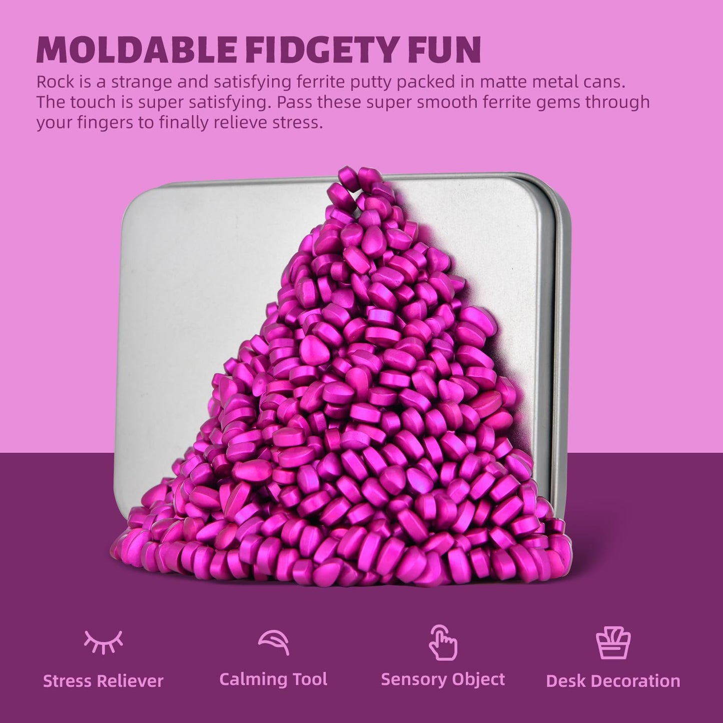 Magnetic Ferrite Putty Rocks,Rose Red More Than 600 Weak Magnetic Smooth Ferrite Pebbles, Magnet Rock Desk Toys And Time-Killer