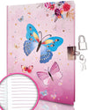 Ginmlyda Girls Diary With Lock For Kids, 7X5.25 Inches 160 Lined Pages Secret Pink Butterfly Notebook For Girls Journal With Loc