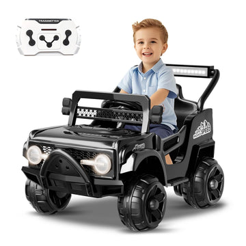 12V Kids Electric Car, Ride On Toys With Parent Remote, Spring Suspension, Bluetooth, Led Lights, 3 Speeds, Power Wheels With Re