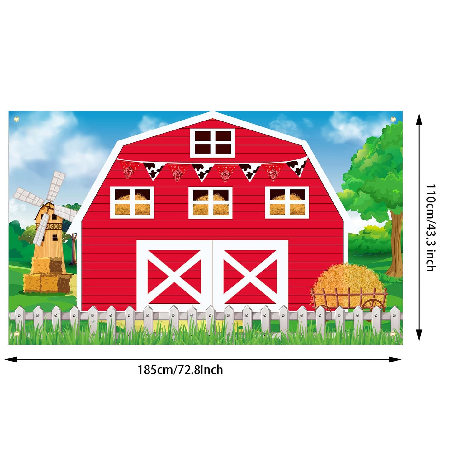 Farm Barn Door Backdrop Birthday Party Supplies Barn Door Backdrop Banner Farm Photography Props Photo Booth For Themed Birthday Party Supplies 72.8 X 43.3 Inch(Red)