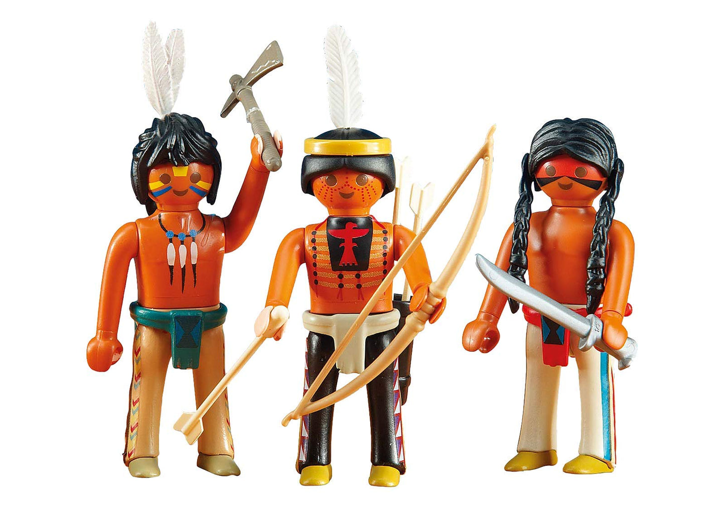 Playmobil Add-On Series - 3 Native American Warriors Figurines, Plastic, Clear, Model 6272