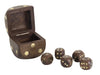 Authentic Models, Dice In Box, Wooden Vintage Collection, Honey Brass Finish - 5 Dice Set
