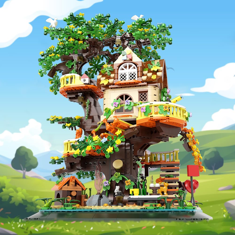Ravayo Forest Tree Building House Blocks Set With Led, Creative Toy For Adults Teen 14+, Mini Brick 1877Pcs