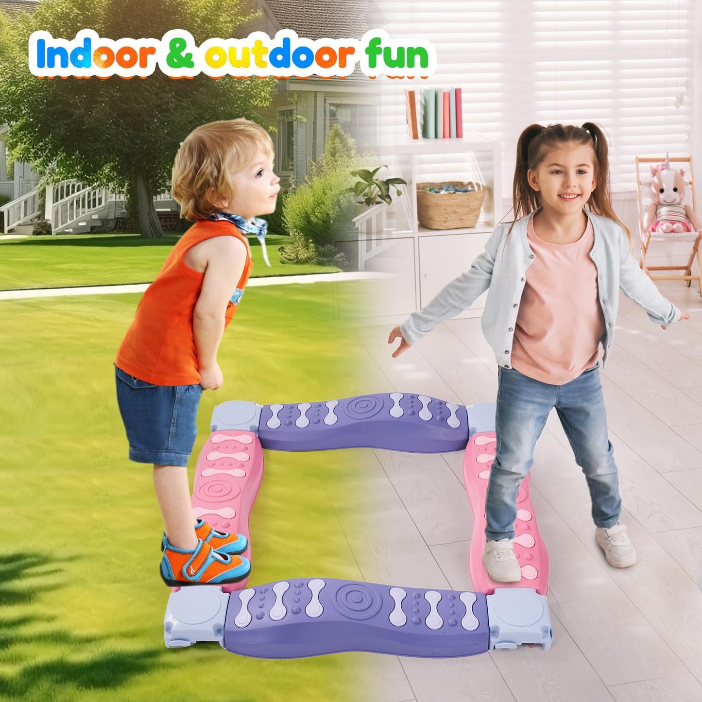 Stepping Stones For Kids Balance Beam 8Pcs Toddler Stepping Stones Non-Slip Plastic Balance Stepping Stones Sensory Toys For Tod