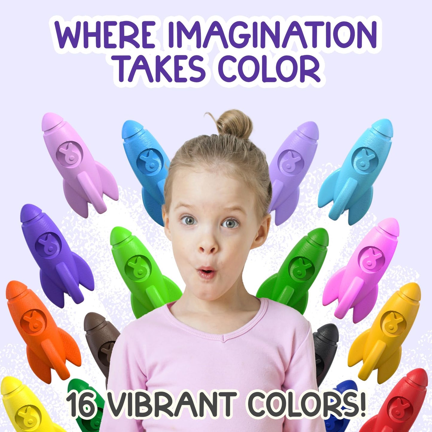 TinyGeeks 16 Count Toddler Crayons - Non-Toxic, Washable, Easy to Hold - Multicolored Crayons for Kids Ages 3-10