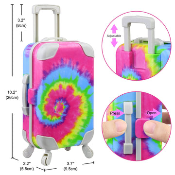 Ecore Fun 23 Pcs 18 Inch Girl Doll Accessories Suitcase Travel Luggage Play Set - Girl 18' Doll Travel Carrier Storage, Including Suitcase, Clothes, Shoes, Backpack, Camera, Computer, Cell Phone