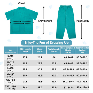 Riorand Doctor Costume For Kids,Toddler Nurse Scrubs Career Day Costume Halloween Dress Up Cosplay For Boys Girls 3-11 Years (Gr