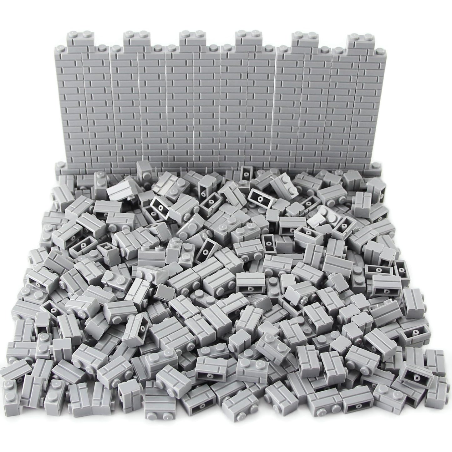 Feleph 360 Pieces 1X2 Masonry Profile Bricks Set Moc Building Blocks For Wall Parts And Pieces Diverse Bulk Toy Kit Compatible With Major Brands (Gray)