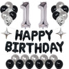 Naninuneno 11Th Black Silver Birthday Party Decorations For Boys Girls, Happy 11 Birthday Party Supplies With Black Happy Birthd