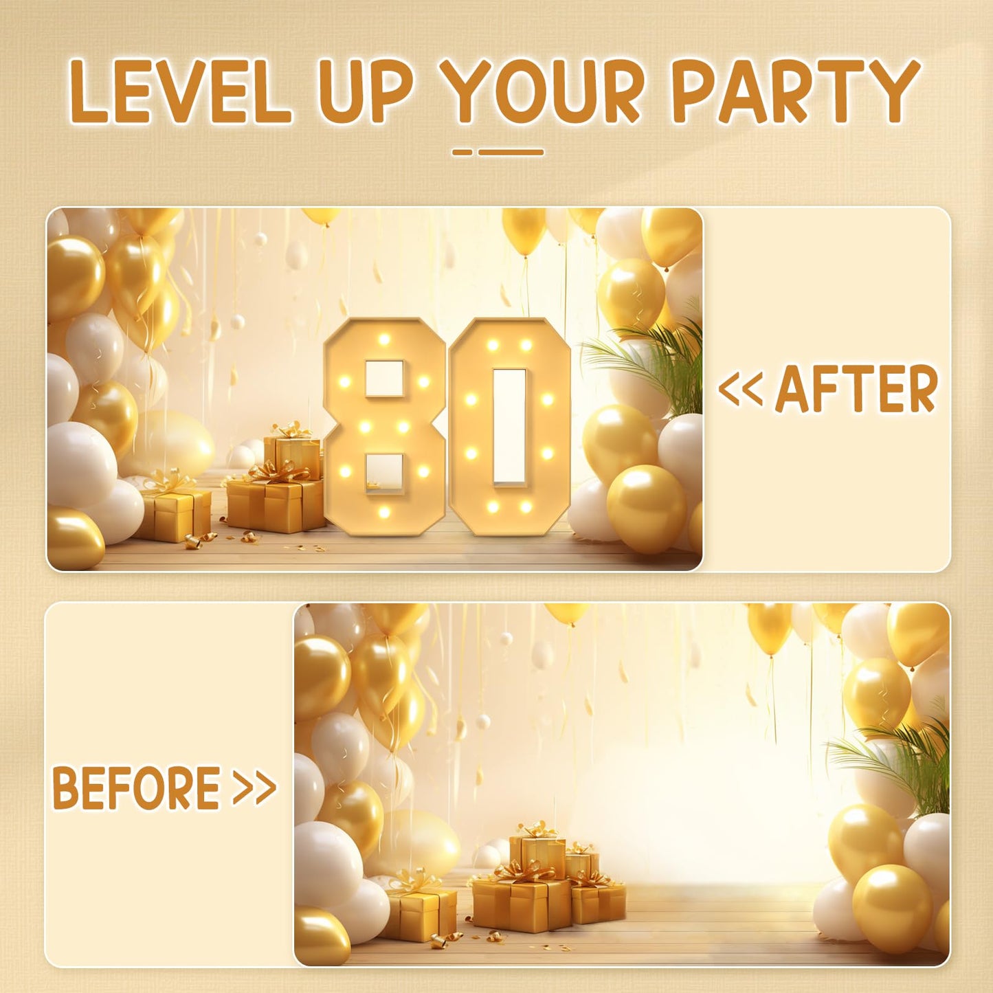 Imprsv 3Ft 80Th Birthday Decorations Numbers: 80Th Birthday Party Anniversary Decorations Large Light Up Numbers 80 For Men Wome