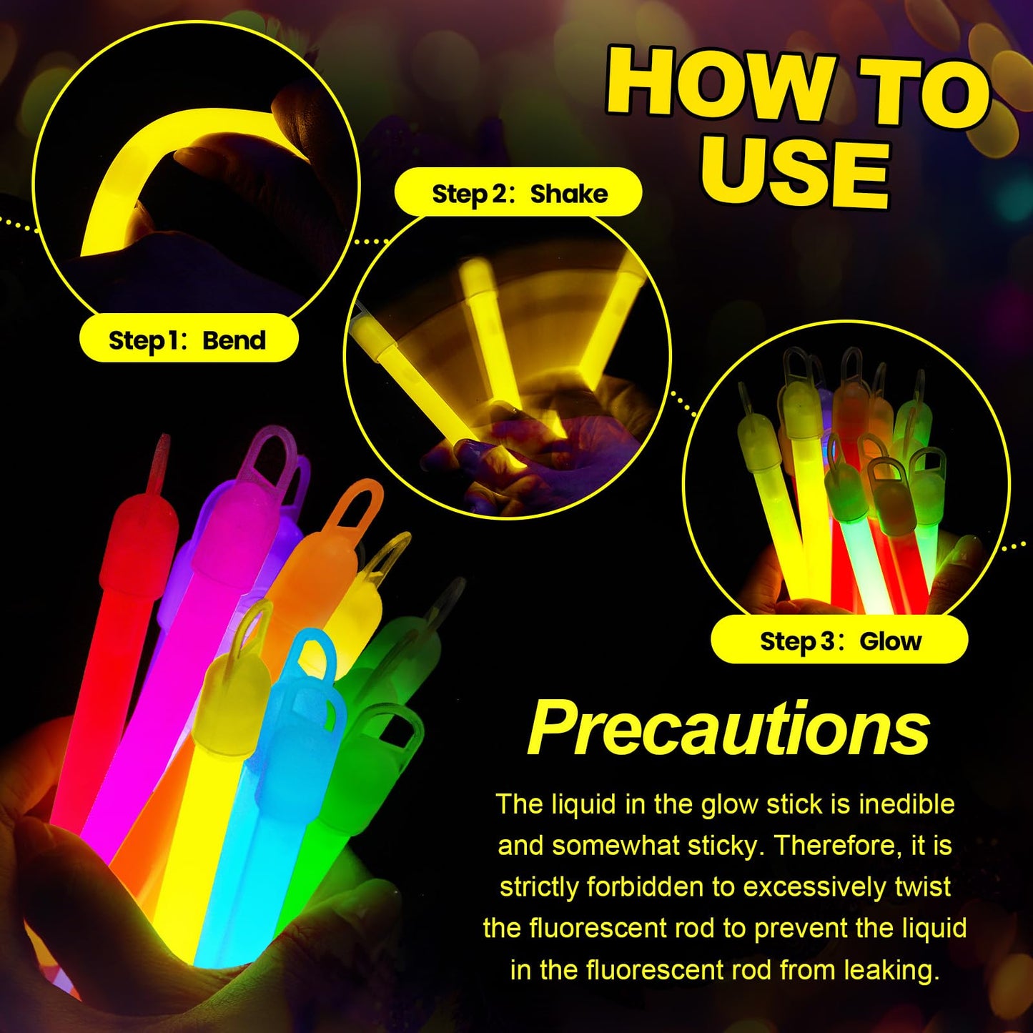 Lewtemi 4 or 6 100 Pack Bright Glow Sticks Bulk, Glow in The Dark Party Supplies Birthday and Holidays Party Favors(Macron Color