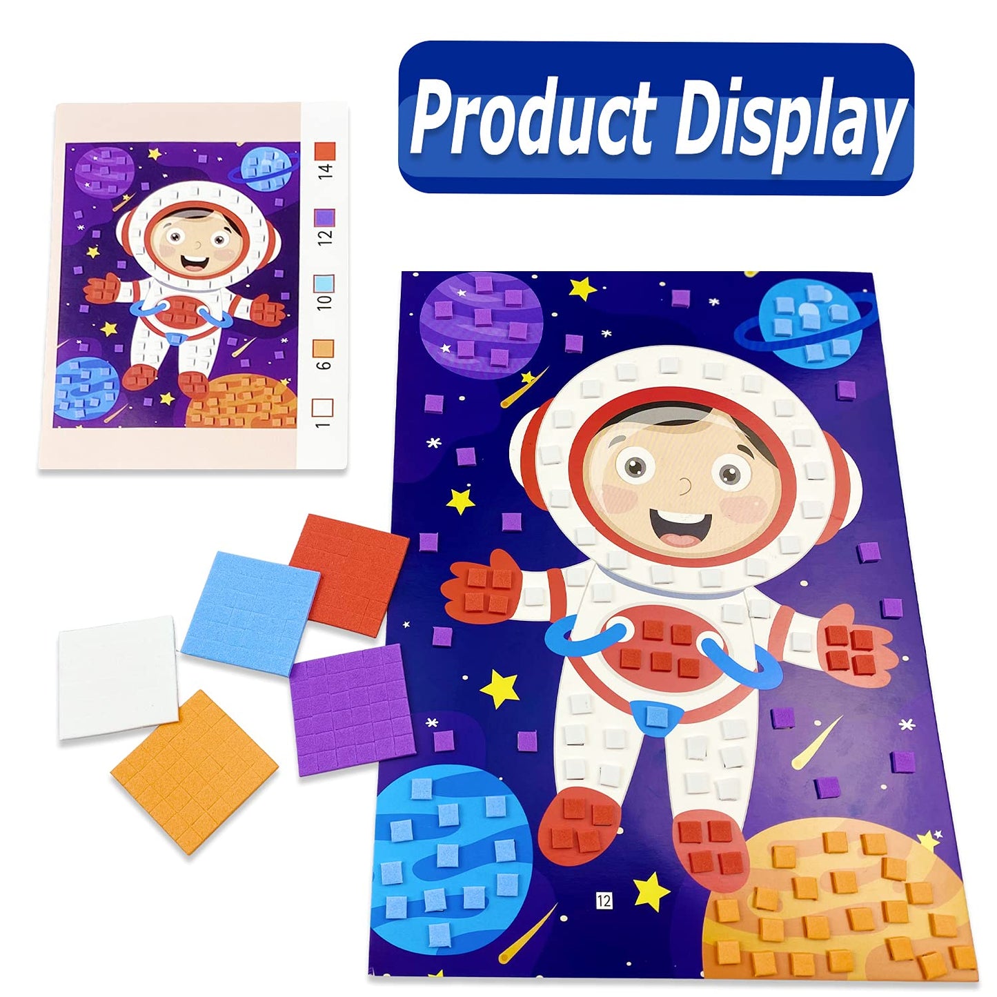 LZHZH Mosaic Sticker Art Sticky DIY Handmade Art Kits for Kids - Sunflower, Butterfly, Sailboat, Woodpecker, hot air Balloon, Ai