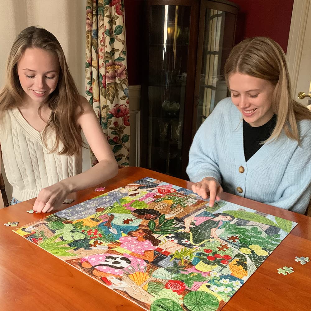 eeBoo: Piece and Love Rooftop Garden 500 Piece Square mature-themed Jigsaw Puzzle Jigsaw Puzzle for mature-themeds and Families Includes Glossy Sturdy Pieces and Minimal Puzzle Dust