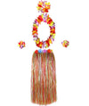 Bajotal Hawaiian Luau Hula Grass Skirt With Large Flower Costume Set For Dance Party Decorations Favors (32'' - Mutilcolor)
