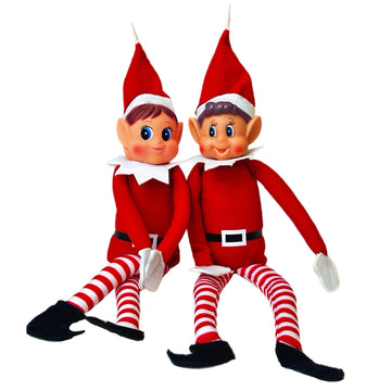 GLOW Wholesale Elfie & Elvie Set - Fun Plush Elves with Vinyl Faces, Red - Set of 2