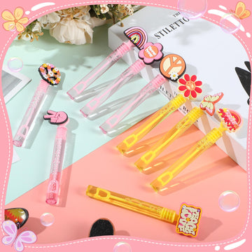 Rotatingpals 27 Pcs Two Groovy Party Favors For Boys Girls 0.2 Oz Bubble Wands With Liquid Bubble Maker Classroom Prizes Goodie