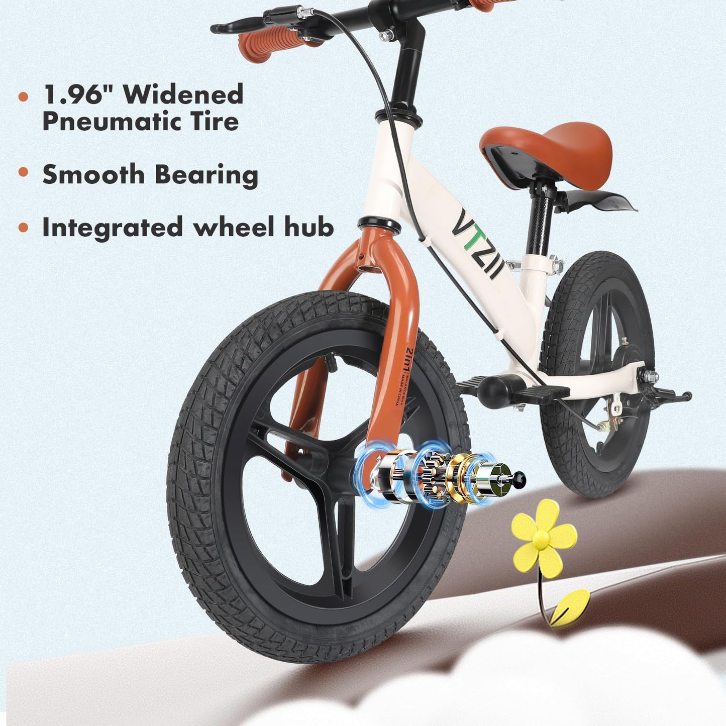 Vtzii Balance Bike 2 In 1 With Pedals Brake Training Wheels Kickstand Pneumatic Tyre,For Kids 2-7 Years Old,Kids Bike 12 14 16 I