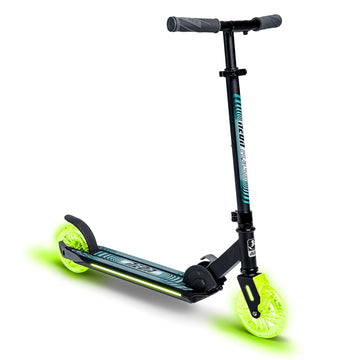 Yvolution Neon Flash Foldable Kids Scooter with Light up Wheels, Easy Folding Scooter with 2 Light up Wheels and and Rear Brake,