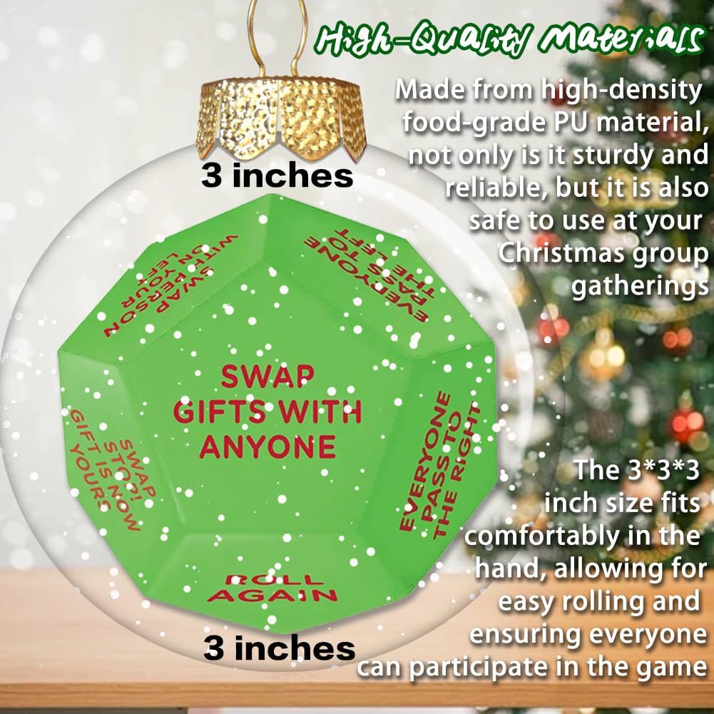 Santa Swap Gift Exchange Dice, 3 * 3in Exchange Gifts Dice Family Game, Christmas Party Gift Exchange Dice Game for Boys and Gir