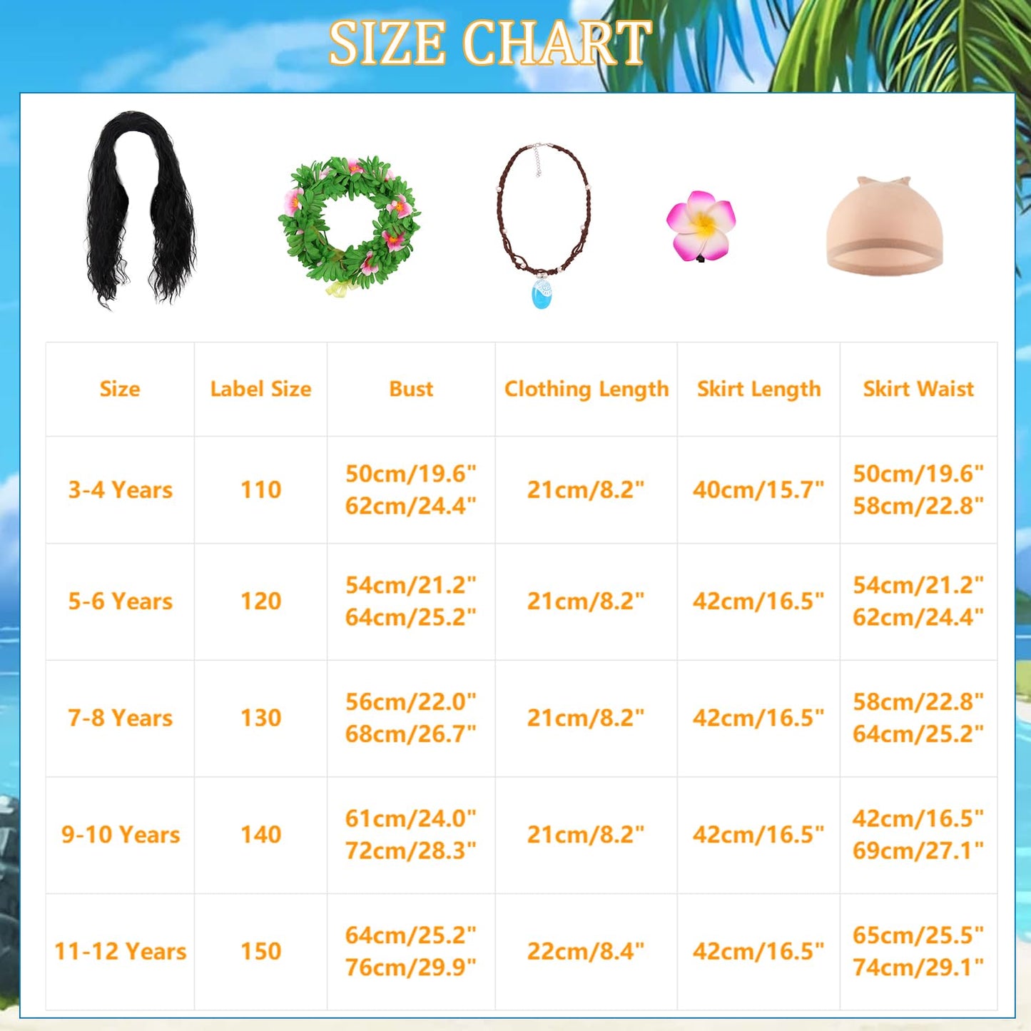 Raaibb Kids Halloween Costume Set For Ocean Princess Costume Girls Kids Princess Dress Up Birthday Party Outfits Dress For Hawai