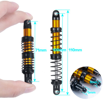 Que-T 4Pcs Aluminum Alloy Rc Shock Absorber For Axial Scx10 90046 D90 Trx4 Wraith 1/10 Crawler Car (100Mm)