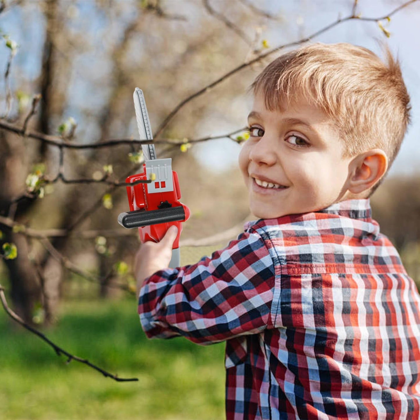 Sistracia Toy Hedge Trimmer And Toy Chainsaw For Kids, Outside Kids Chainsaw Toy With Rotating Chain And Realistic Sounds, Outdo