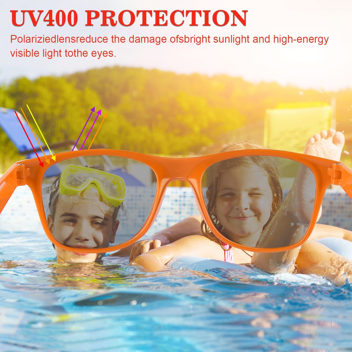 Tuparka 20 Pack Kids Sunglasses Bulk For Summer Pool Party Favors Birthday Parties Goody Bag Fillers, Orange