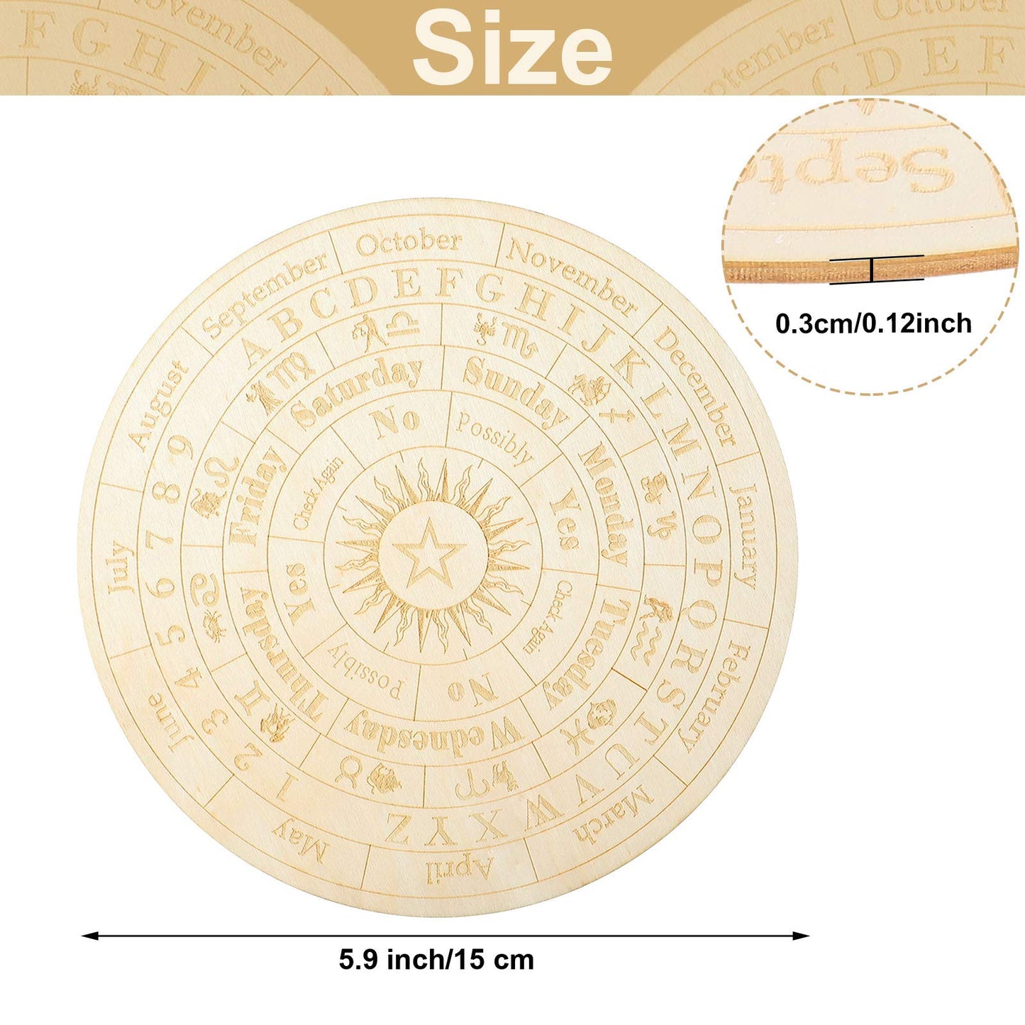 Star Pendulum Board Wooden Dowsing Board Divination Metaphysical Message Board For Witchcraft Wiccan Altar Supplies Kit Beginner