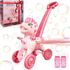 Pink Bubble Machine Blower Maker Lawn Mower Walking Toy Christmas Basket Stuffers Outdoor Summer Girls Kids Toddler 1st Birthday Best Gift for 1 2 3 Year Old Unique Cute Valentines Day Unicorn Gifts