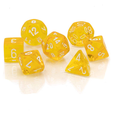 chessex Manufacturing cHX23072 Board game cube - Translucent Yellow & White - Set of 7