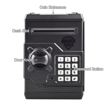 Cargooy Mini Atm Piggy Bank Atm Machine Best Gift For Kids,Electronic Code Piggy Bank Money Counter Safe Box Coin Bank For Boys Girls Password Lock Case (Dark Grey)