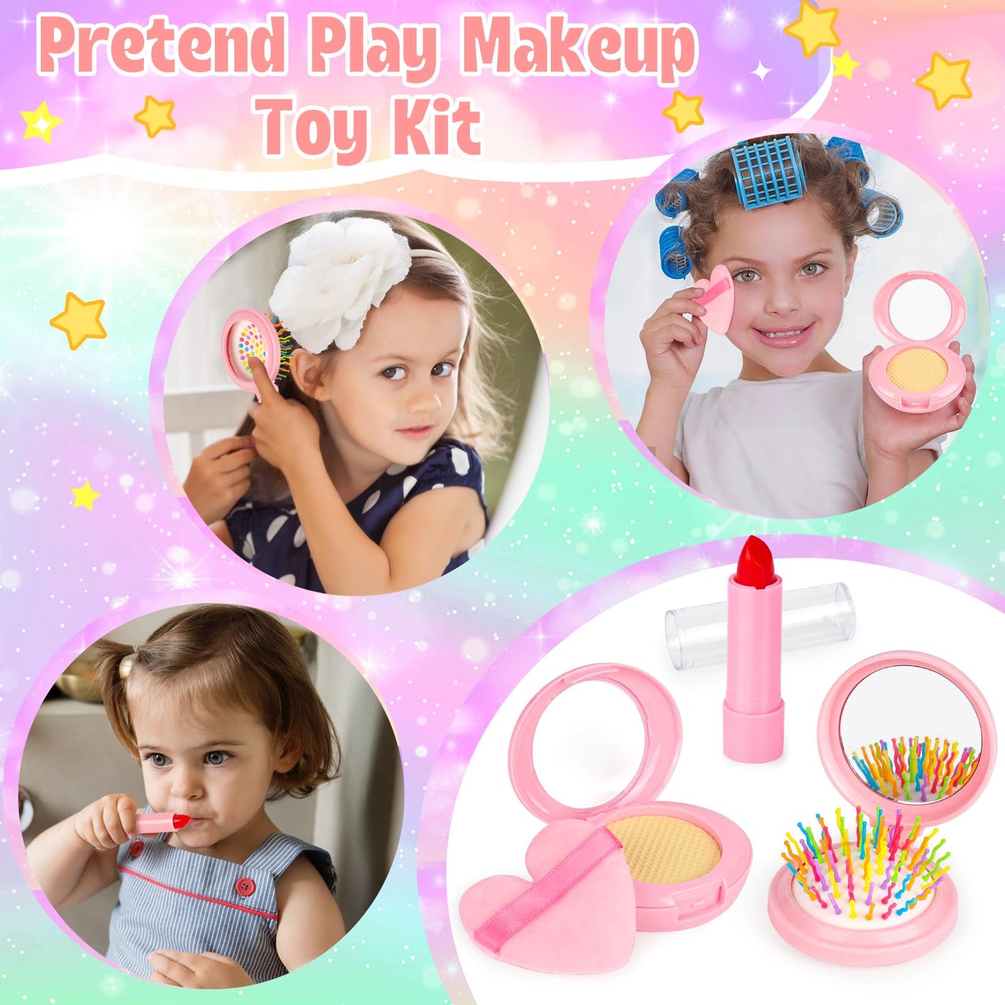 Meaicezli 35Pcs Little Girl Purse Toy Set, Toddler Purse Girl Toys Age 2-6 With Pretend Makeup, Play Kids Purse Princess Birthda