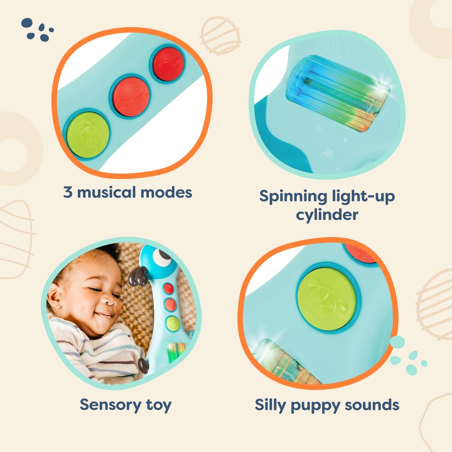 B. Toys- B. Baby- Mini Woofer- Baby Musical Toy Guitar- Lights & Sounds Toy Guitar- Educational & Sensory Toys – 6 Months +