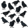 Funpeny Halloween Black Feathered Crows, Lifelik Halloween Decoration Birds With Real Feather (12 Pack)