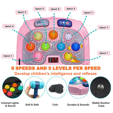 Whack Mole Game,Toys For 3-12 Year Old Boys And Girls,Pounding Toys For Toddlers,Birthday Gifts For 3 4 5 6 7 8+ Girls Kids,Interactive Educational Toys With Sound And Light,Pk Mode With 2 Hammers