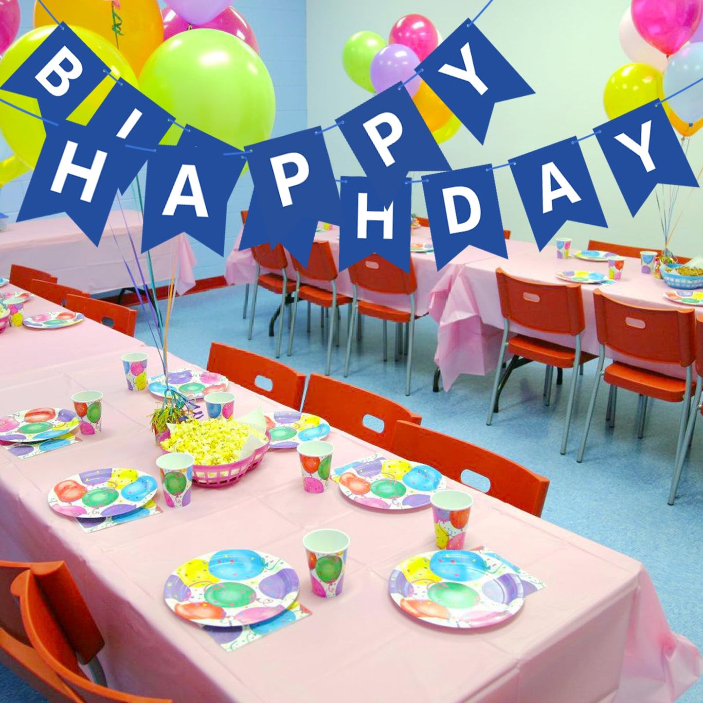 Hooqict Blue Happy Birthday Banner Sign For Backdrop Blue Birthday Decorations For Men Baby Boys 1St 2Nd 3Rd Party Banner Garland Bunting Flag Wall Door Decorations Supplies