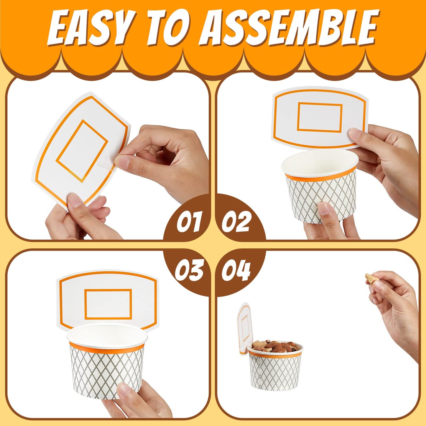 Basketball Hoop Snack Cups Basketball Party Decorations Paper Basketball Party Supplies Basketball Kids' Party Cups For Basketba