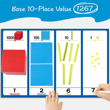 Torlam Base Ten Blocks Set - 131 PCS Plastic Math Manipulatives for Kids, Multicolored Place Value Counters for 1st Grade and Kindergarten
