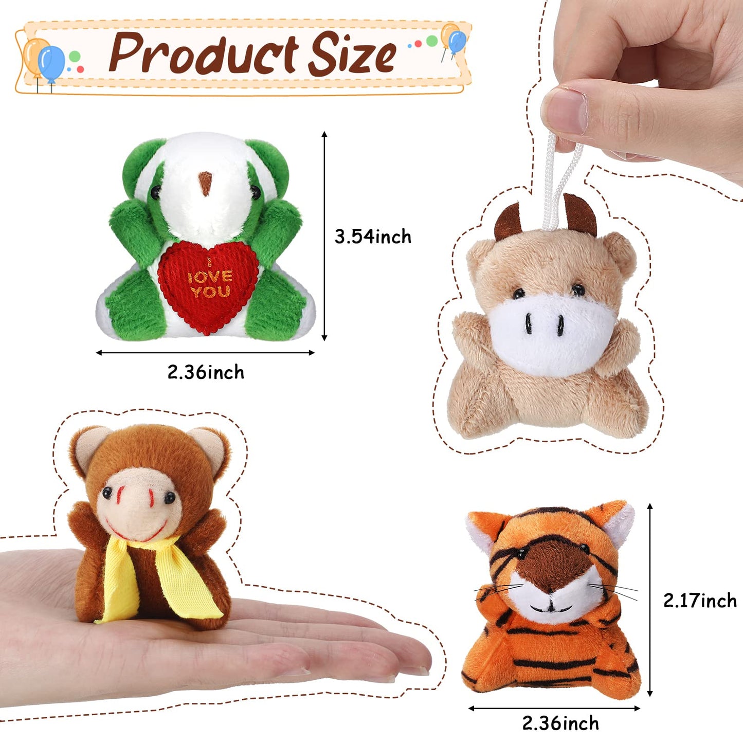 Zhanmai 100 Pcs Mini Plush Stuffed Animal Bulk Small Animal Toys Keychain Party Favors Easter Egg Stuff For Kids Birthday Valentine Carnival Classroom Prizes Gift Goodie Bag Filler (Forest Animals)