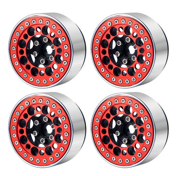 RCLIONS 4pcs Aluminum 1.9inch RC Beadlock Wheel Rim Replacement Ring for 1:10 Crawler RC Car 1.9'' Wheels/Rims (Red)