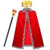 Shinymoon 3 Pcs Halloween Prince Costume For Kids King Crown Robe And Scepter Prince Costume For Boys King Prince Cosplay(Red)