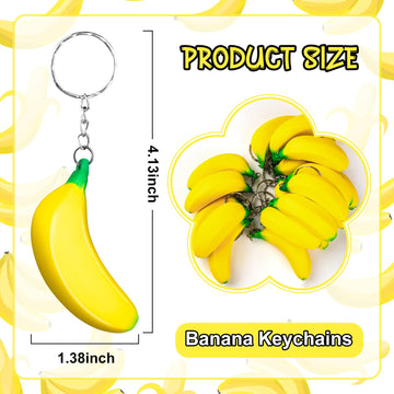 LBSXQGS 24Pcs Banana Keychains Stress Toy Mini Banana Relief Toy PU Banana Toy for Stress Relief Kids mature-themeds Birthday Party Favors School Supplies