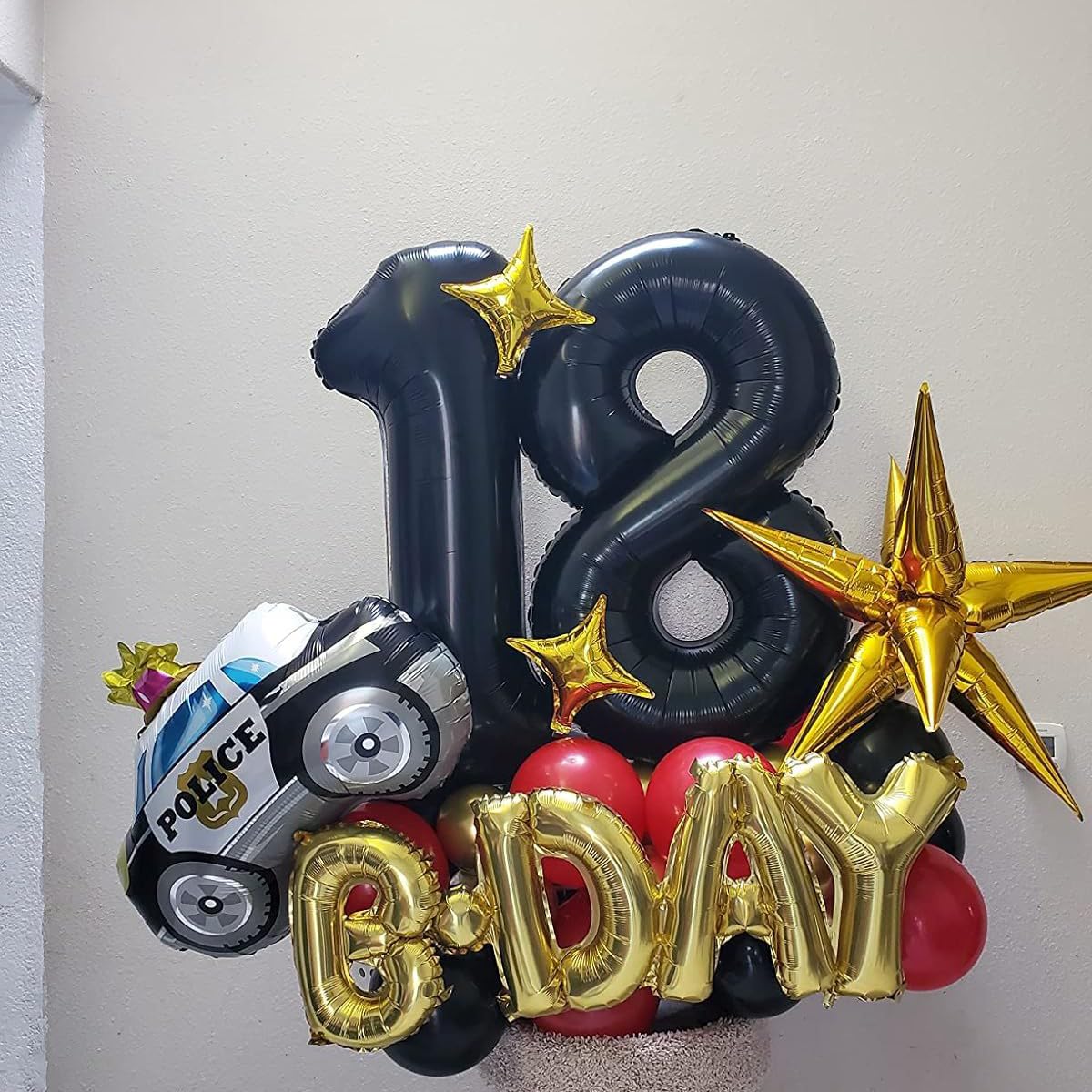 Paticool 18 Number Balloon Black, 40 Inch Large 18/81 Number Foil Mylar Balloons For 18Th Birthday Party Celebration Decorations