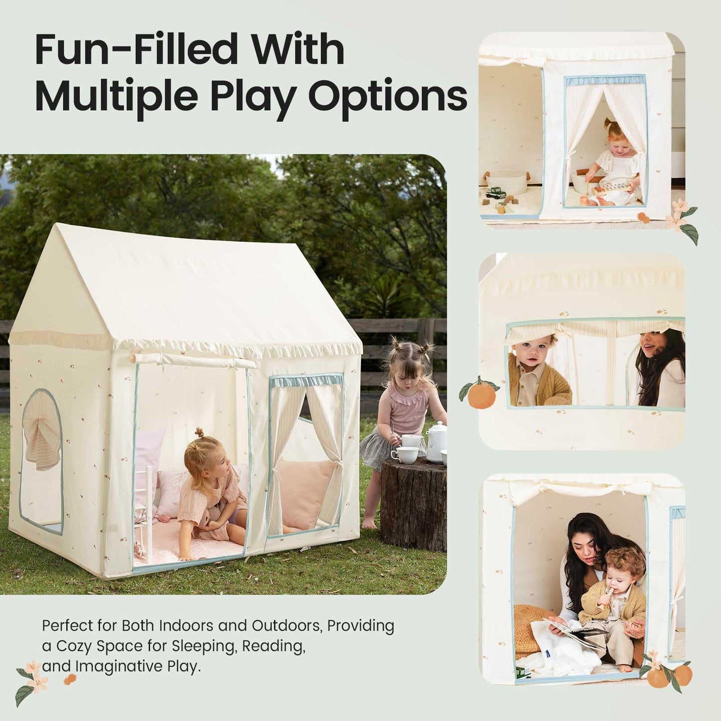 Tiny Land Kids Tent With Mat, Kids Play Tent For Toddlers, Blue Tent For Kids Indoor, Playhouse For Kids, Indoor Bed Toddler Ten