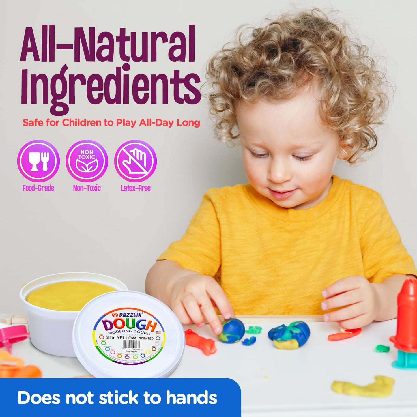 Hygloss Play Modeling Dough - Yellow Dough Scented - Safe & Non-Toxic For Kids Arts & Crafts - Party Favors - Classroom Supplies - 3Lb