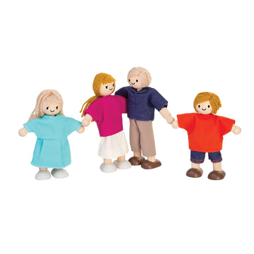Plantoys Wooden Dollhouse Family- Mom, Dad, Son, And Daughter (7415) | Sustainably Made From Rubberwood And Non-Toxic Paints And