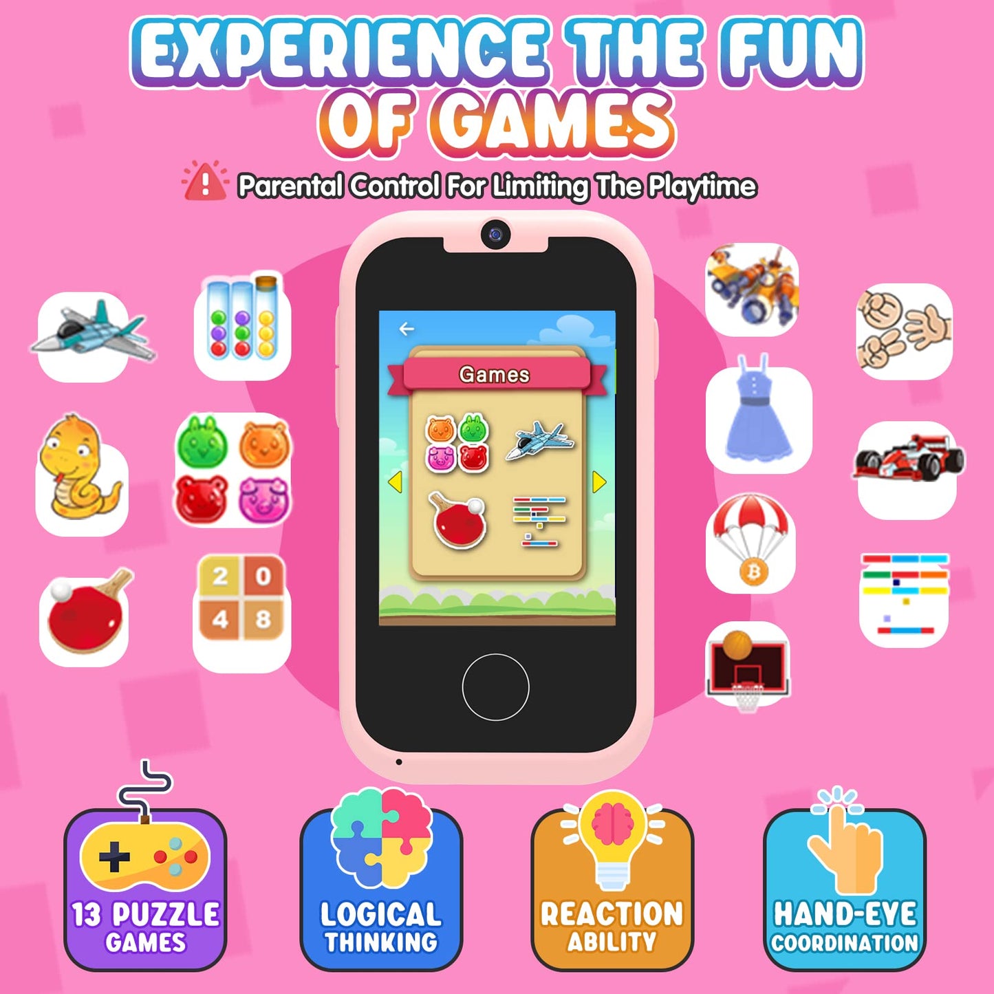 Kids Smart Toy Phone Girls Toy, Eltrynic Toddler Touchscreen Game Phone For 3 4 5 6 7 Year Old Girl, Christmas Birthday Gifts Fo