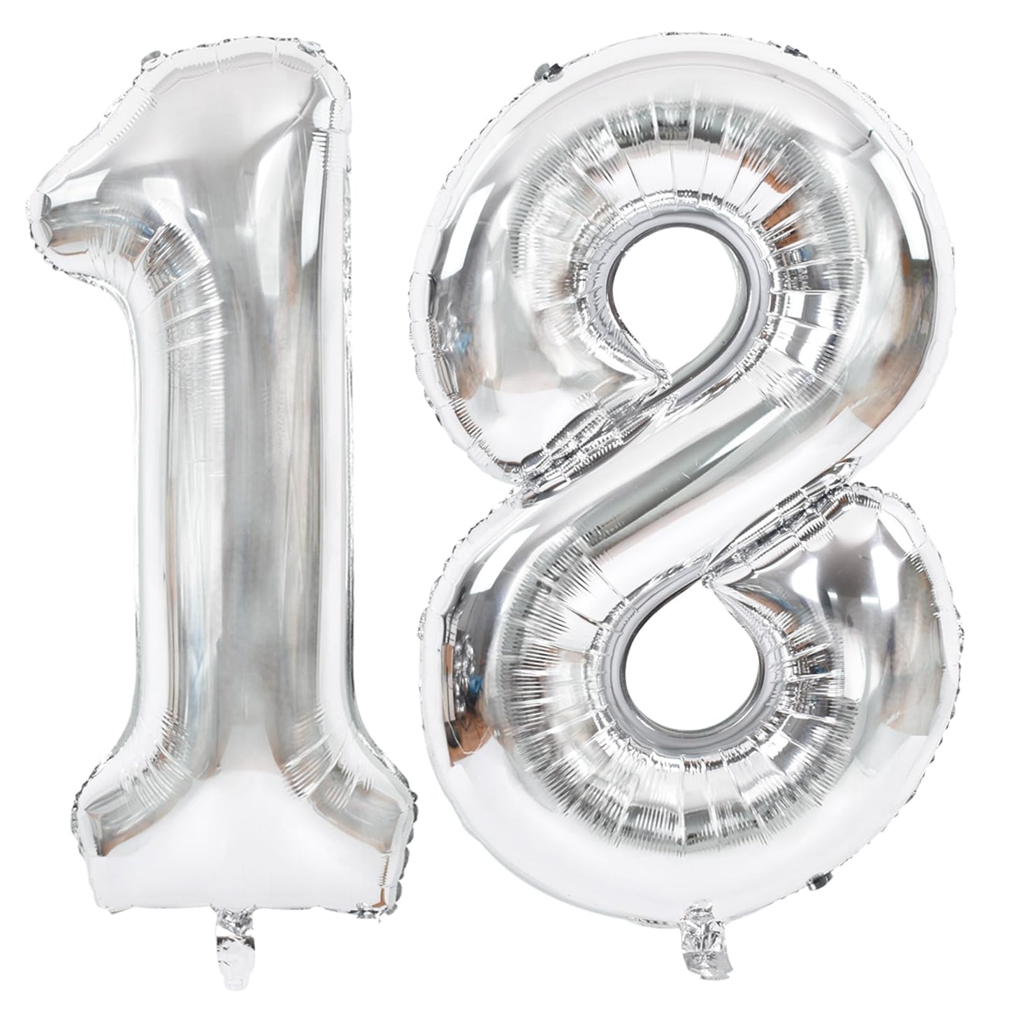 Toniful 40 Inch Large Silver Number 18 Balloons Giant Digital 18 Or 81 Helium Balloons, Foil Mylar Big Number Balloons For 18Th