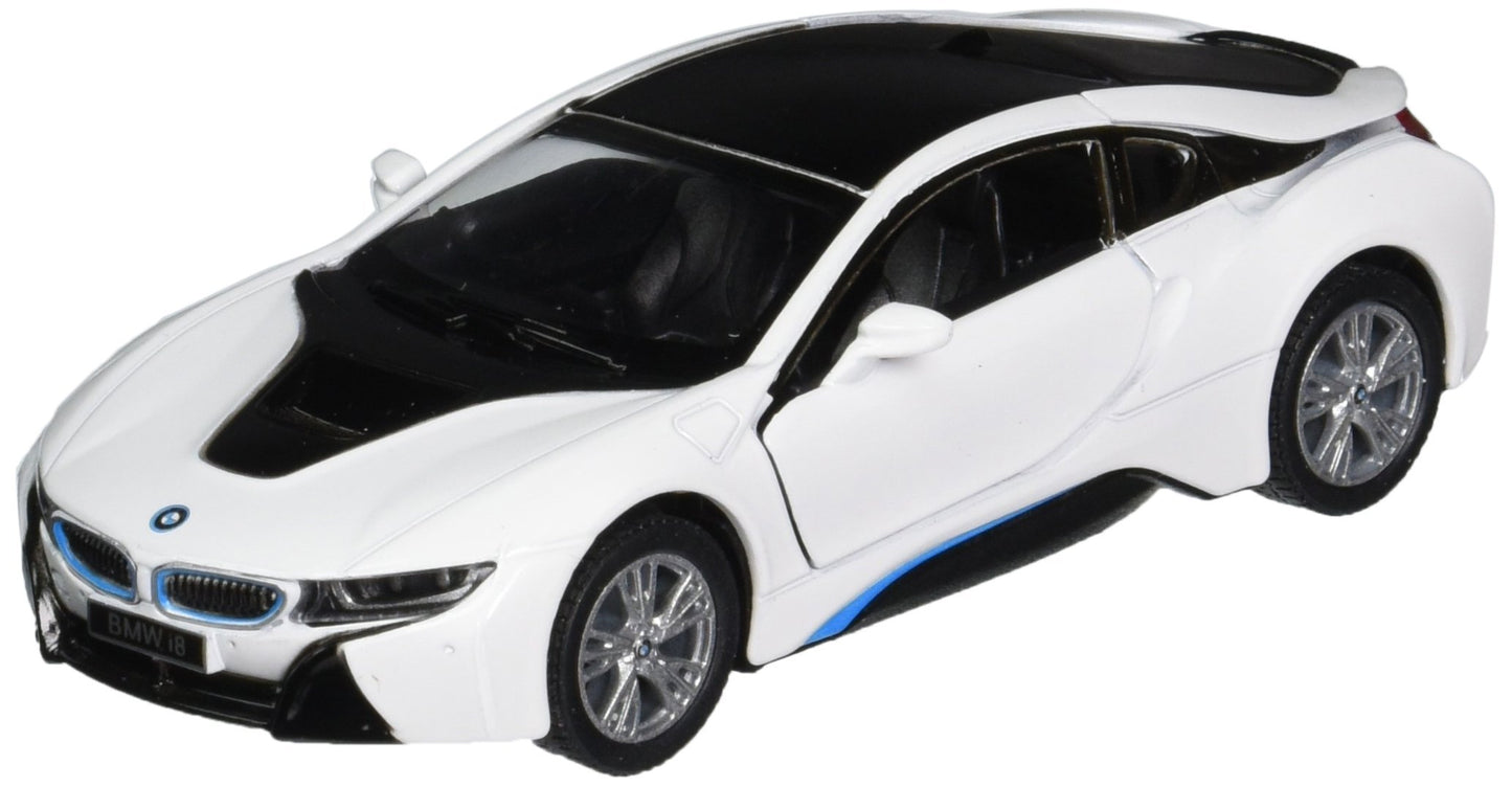 KiNSMART BMW i8 White 5'' 1:36 Scale Die Cast Metal Model Toy Car w/Pullback Action