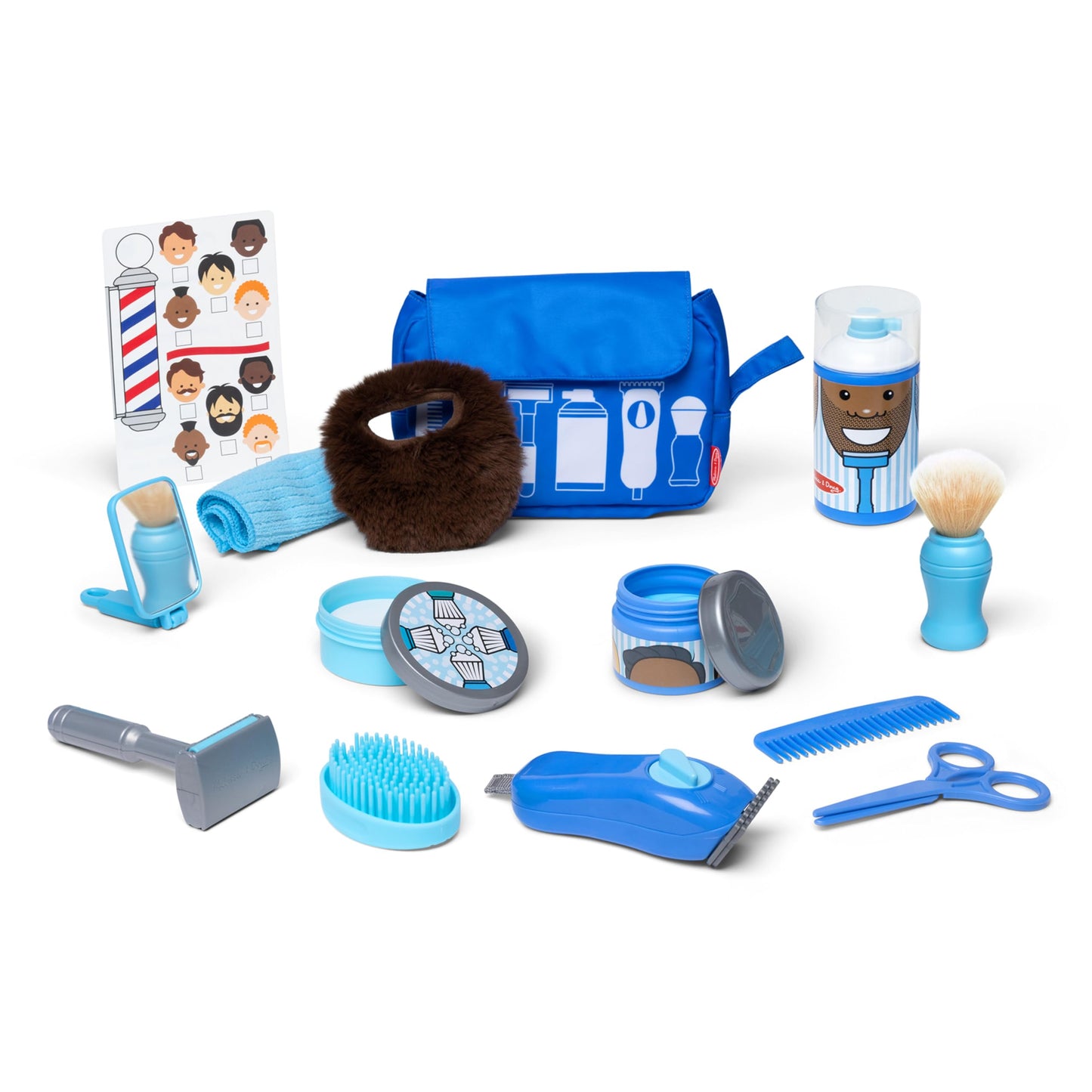 Melissa & Doug Barber Shop Pretend Play Set Shaving Toy for Boys and Girls Ages 3+ Wearable Beard and Shave Accessories for Role